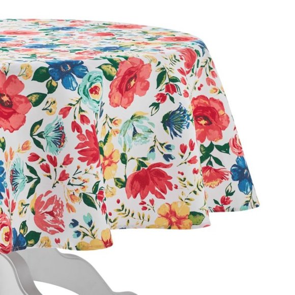 Pioneer Woman Delaney Floral Fabric Tablecloth 70" Round New Spring - Picture 1 of 4